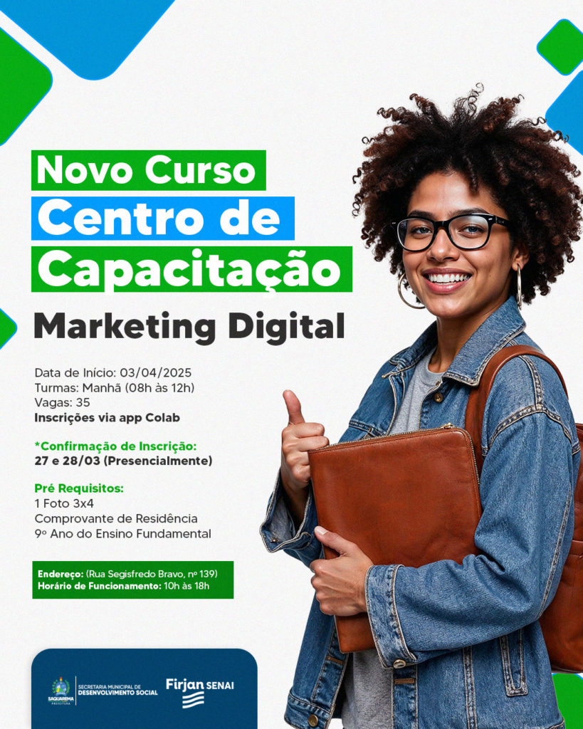 Prefeitura oferece curso gratuito de Marketing Digital; inscrições abertas!
