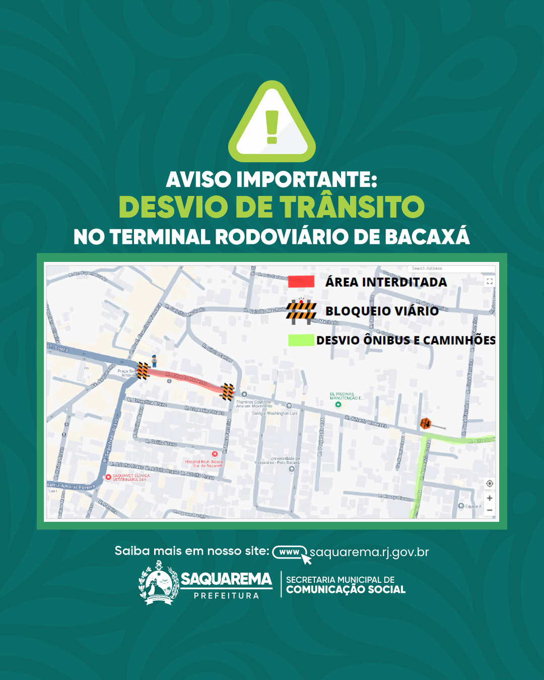 COMUNICADO: alterações no trânsito de Bacaxá